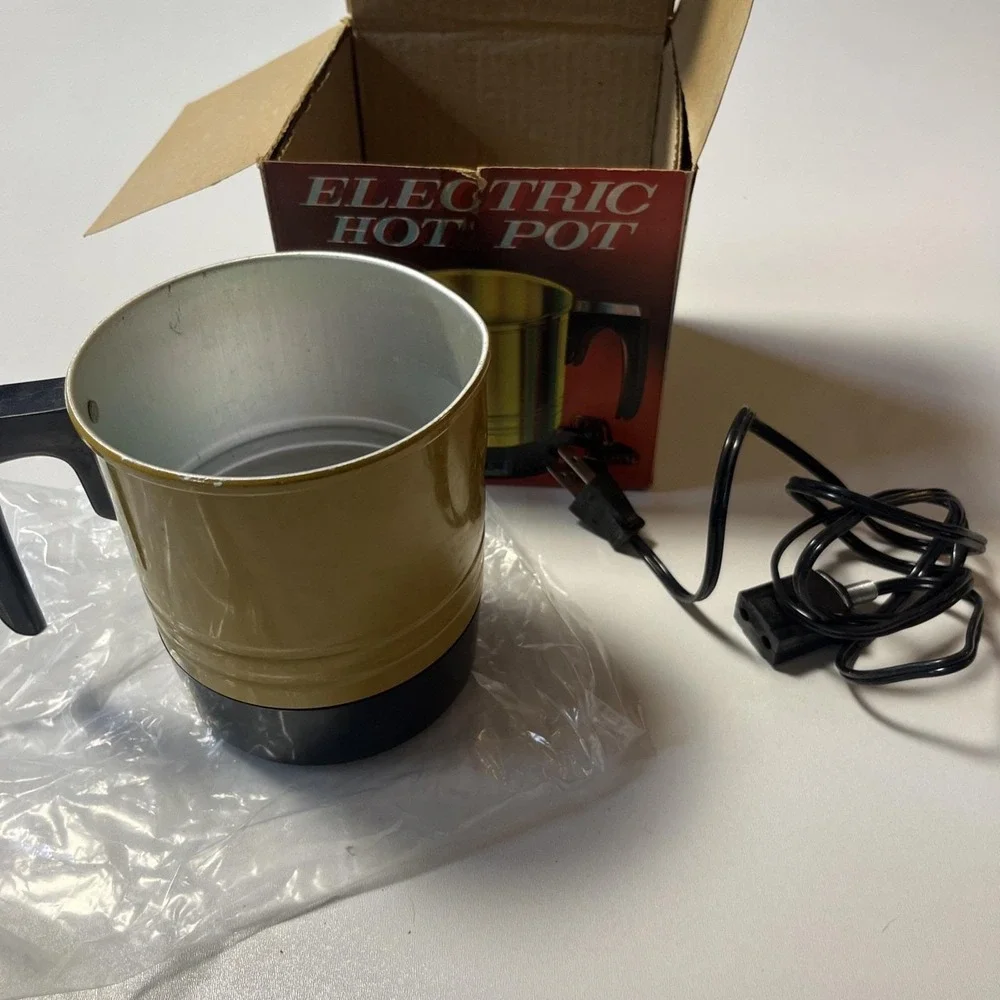 Vintage King Import Ltd Electric Hot Pot Baked Enamel Aluminum Plug-in Cup w/Box